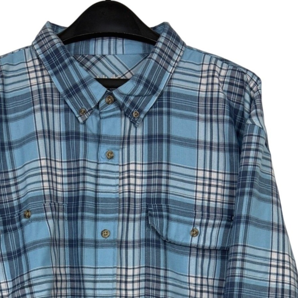Huk Lightweight PERFORMANCE FLANNEL Shirt Mens 3XL Blue Plaid Button Up